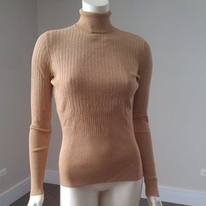 Worthington Gold Glitter Ribbed Turtleneck Sweater